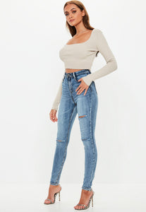 TOPSHOP MOTO Washed Black Mom Jeans (Short Fit)