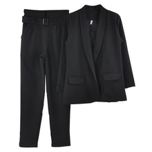 Load image into Gallery viewer, MVGIRLRU Office Ladies Solid 3 Pieces Set Buttonless Slim Blazer CamisTops and Pant Women Pants Suits
