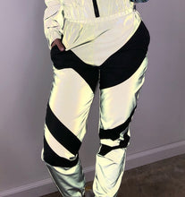 Load image into Gallery viewer, Women Tracksuits 2 Piece Set Reflective Zip Crop Top Pants Windbreaker Fashion Female Loose Glow Jacket Coat Trousers Plus Size