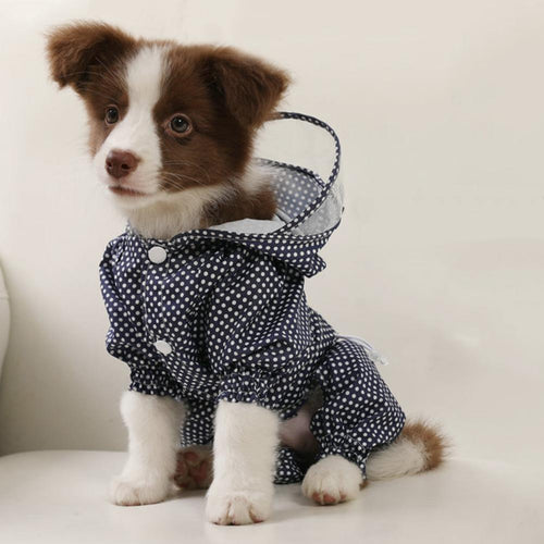 1pc 4 Sizes Polyester Adjustable Pet Dog Raincoat Waterproof Breathable Rainwear Hoodie Jacket Apparel Clothes