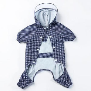 1pc 4 Sizes Polyester Adjustable Pet Dog Raincoat Waterproof Breathable Rainwear Hoodie Jacket Apparel Clothes