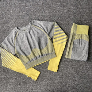 Women Yoga Set Running Seamless Gym Leggings + top Sport Suit Sportswear High Waist Fitness Legging Workout Yoga Suit AJISSI