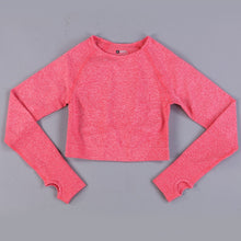 Load image into Gallery viewer, Women 2pcs Seamless Yoga Set Sport Suit Gymwear Workout Clothes Long Sleeve Gym Crop Top High Waist Leggings Fitness Sports Wear