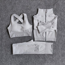 Load image into Gallery viewer, Women Fitness Sport Yoga Suit Seamless Women Yoga Sets Long Sleeve Yoga Clothing Female Sport Gym Suits Wear Running Clothes
