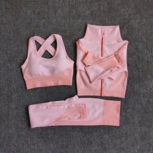 Load image into Gallery viewer, Women Fitness Sport Yoga Suit Seamless Women Yoga Sets Long Sleeve Yoga Clothing Female Sport Gym Suits Wear Running Clothes