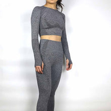 Load image into Gallery viewer, Women Vital Seamless Yoga Set Gym Clothing Fitness Leggings+Cropped Shirts Sport Suit Women Long Sleeve Tracksuit Active Wear