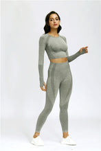 Load image into Gallery viewer, Women Vital Seamless Yoga Set Gym Clothing Fitness Leggings+Cropped Shirts Sport Suit Women Long Sleeve Tracksuit Active Wear