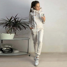 Load image into Gallery viewer, 2020 Warm 2pcs Sport Sets Women Winter Autumn Tracksuit Long Sleeve Hoodie Top+Sweatpants Warm Outfits Running Suit Sportswear