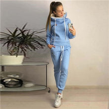 Load image into Gallery viewer, 2020 Warm 2pcs Sport Sets Women Winter Autumn Tracksuit Long Sleeve Hoodie Top+Sweatpants Warm Outfits Running Suit Sportswear
