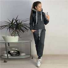 Load image into Gallery viewer, 2020 Warm 2pcs Sport Sets Women Winter Autumn Tracksuit Long Sleeve Hoodie Top+Sweatpants Warm Outfits Running Suit Sportswear