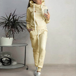 2020 Warm 2pcs Sport Sets Women Winter Autumn Tracksuit Long Sleeve Hoodie Top+Sweatpants Warm Outfits Running Suit Sportswear