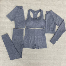 Load image into Gallery viewer, 5pcs Women Vital Seamless Yoga Set Workout Sport Wear Gym Clothes Short / Long Sleeve Crop Top High Waist Sports Leggings Suit