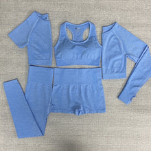 Load image into Gallery viewer, 5pcs Women Vital Seamless Yoga Set Workout Sport Wear Gym Clothes Short / Long Sleeve Crop Top High Waist Sports Leggings Suit