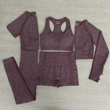 Load image into Gallery viewer, 5pcs Women Vital Seamless Yoga Set Workout Sport Wear Gym Clothes Short / Long Sleeve Crop Top High Waist Sports Leggings Suit