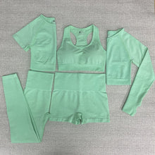 Load image into Gallery viewer, 5pcs Women Vital Seamless Yoga Set Workout Sport Wear Gym Clothes Short / Long Sleeve Crop Top High Waist Sports Leggings Suit