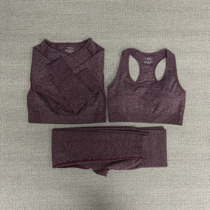 5pcs Women Vital Seamless Yoga Set Workout Sport Wear Gym Clothes Short / Long Sleeve Crop Top High Waist Sports Leggings Suit