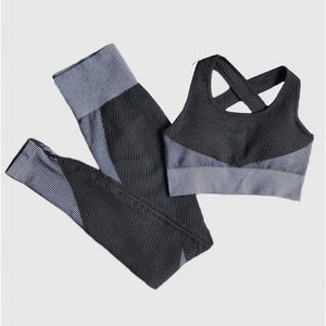 Women Seamless Yoga Sets 2Pcs/3Pcs Women's Zipper Tracksuit Long Sleeve +Sport Bra+Leggings Sports Suits Fitness Suits S-XL Size