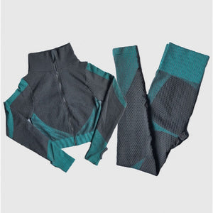 Women Seamless Yoga Sets 2Pcs/3Pcs Women's Zipper Tracksuit Long Sleeve +Sport Bra+Leggings Sports Suits Fitness Suits S-XL Size