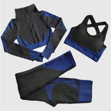 Load image into Gallery viewer, Women Seamless Yoga Sets 2Pcs/3Pcs Women&#39;s Zipper Tracksuit Long Sleeve +Sport Bra+Leggings Sports Suits Fitness Suits S-XL Size