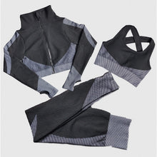 Load image into Gallery viewer, Women Seamless Yoga Sets 2Pcs/3Pcs Women&#39;s Zipper Tracksuit Long Sleeve +Sport Bra+Leggings Sports Suits Fitness Suits S-XL Size