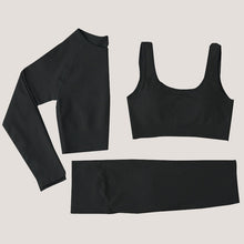 Load image into Gallery viewer, Peeli Ribbed Seamless Yoga Set Sport Suit Workout Clothes for Women Long Sleeve Gym Crop Top High Waist Leggings Fitness Set