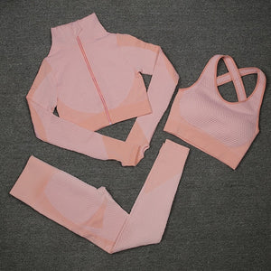 Seamless Women Yoga Sets Female Sport Gym Suits Wear Running Clothes Women Fitness Sport Gym Set Women Long Sleeve Yoga Clothing