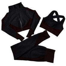 Load image into Gallery viewer, Women Seamless Yoga Sets 2Pcs/3Pcs Women&#39;s Zipper Tracksuit Long Sleeve +Sport Bra+Leggings Sports Suits Fitness Suits S-XL Size
