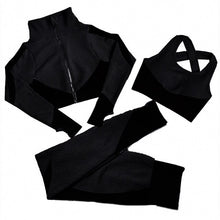 Load image into Gallery viewer, Women Seamless Yoga Sets 2Pcs/3Pcs Women&#39;s Zipper Tracksuit Long Sleeve +Sport Bra+Leggings Sports Suits Fitness Suits S-XL Size