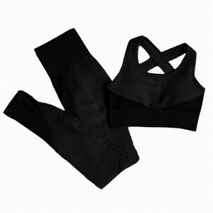 Women Seamless Yoga Sets 2Pcs/3Pcs Women's Zipper Tracksuit Long Sleeve +Sport Bra+Leggings Sports Suits Fitness Suits S-XL Size