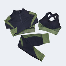 Load image into Gallery viewer, Fitness Suits Yoga Women Outfits 3pcs Sets Long Sleeve Shirt+Sport Bra+Seamless Leggings Workout Running Clothing Gym Wear,LF051