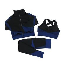 Load image into Gallery viewer, Fitness Suits Yoga Women Outfits 3pcs Sets Long Sleeve Shirt+Sport Bra+Seamless Leggings Workout Running Clothing Gym Wear,LF051