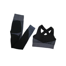 Load image into Gallery viewer, Fitness Suits Yoga Women Outfits 3pcs Sets Long Sleeve Shirt+Sport Bra+Seamless Leggings Workout Running Clothing Gym Wear,LF051