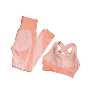 Fitness Suits Yoga Women Outfits 3pcs Sets Long Sleeve Shirt+Sport Bra+Seamless Leggings Workout Running Clothing Gym Wear,LF051