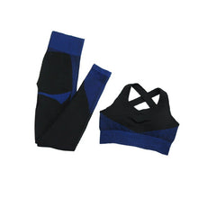 Load image into Gallery viewer, Fitness Suits Yoga Women Outfits 3pcs Sets Long Sleeve Shirt+Sport Bra+Seamless Leggings Workout Running Clothing Gym Wear,LF051