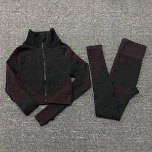 Seamless  Women Yoga Sets Female Sport Gym suits Wear Running Clothes women Fitness Sport Yoga Suit Long Sleeve yoga clothing